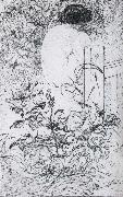 Carl Larsson, A Rose and a Back Etching